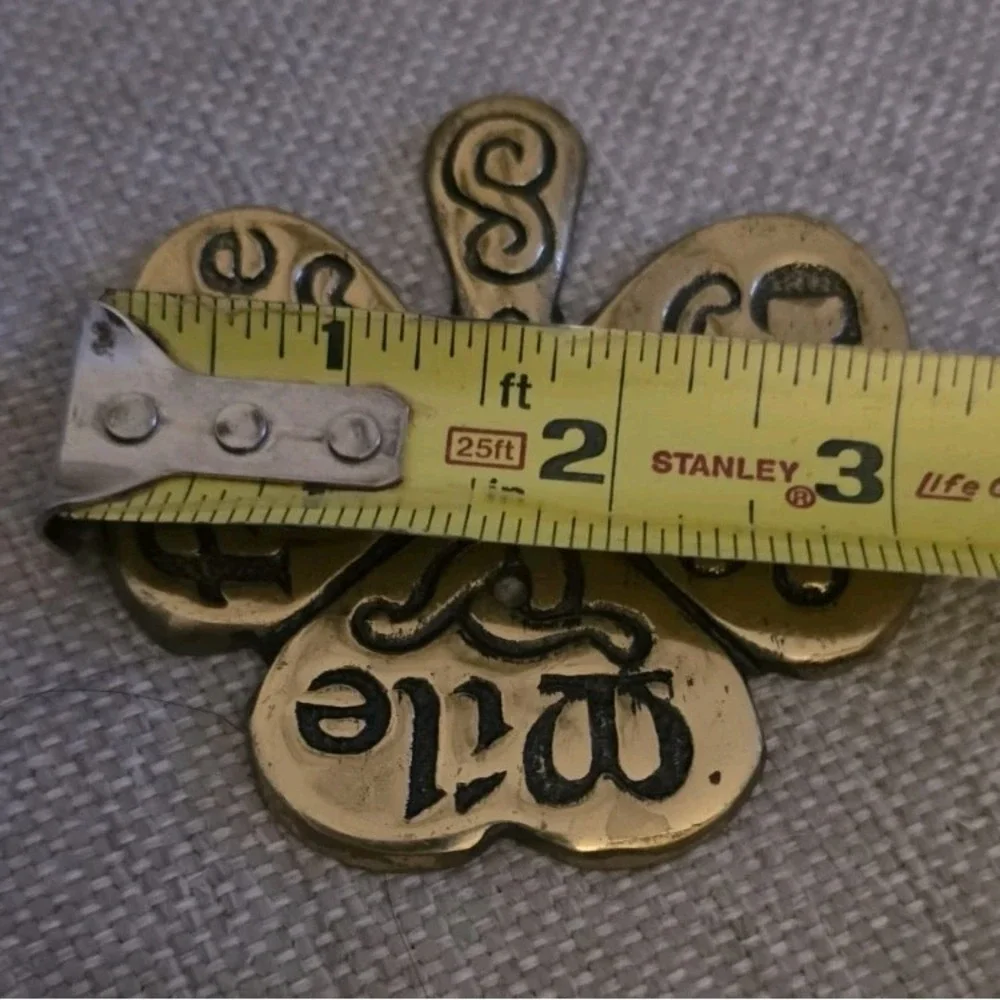 Vintage Irish Brass Shamrock Plaque Cead Mile Failte Solid Brass Ready To Hang